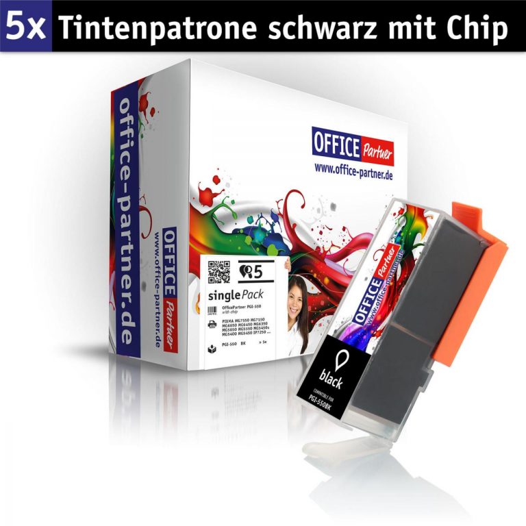 OFFICE-Partner Premium Tinte alternativ zu Canon PGI-550XL PBK - 5er Set (pigmentschwarz)
