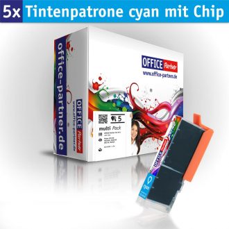 OFFICE-Partner Premium Tinte alternativ zu Canon CLI-551XL C - 5er Set (cyan)