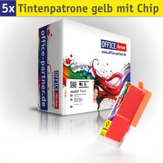 OFFICE-Partner Premium Tinte alternativ zu Canon CLI-551XL Y - 5er Set (gelb)