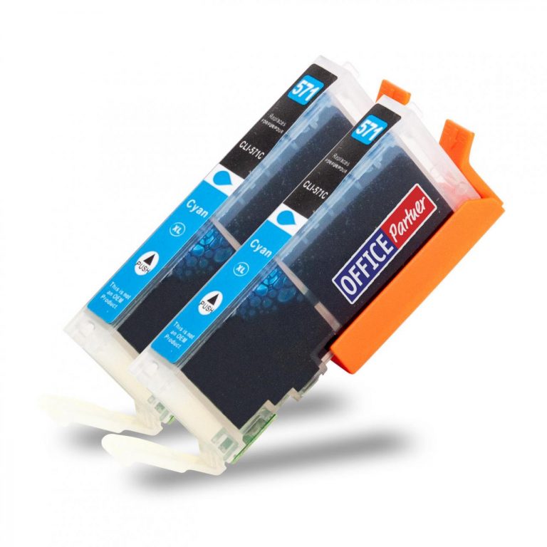 OFFICE-Partner Premium Tinte alternativ zu Canon CLI-571XL C - 2er Set (cyan)