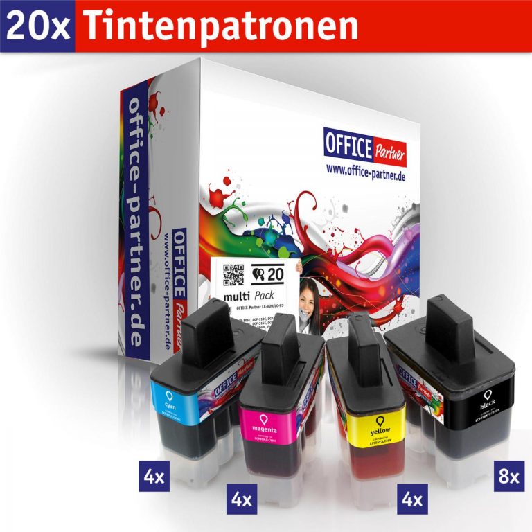 OFFICE-Partner Premium Tinte alternativ zu Brother LC900 / LC950 - 20er Set
