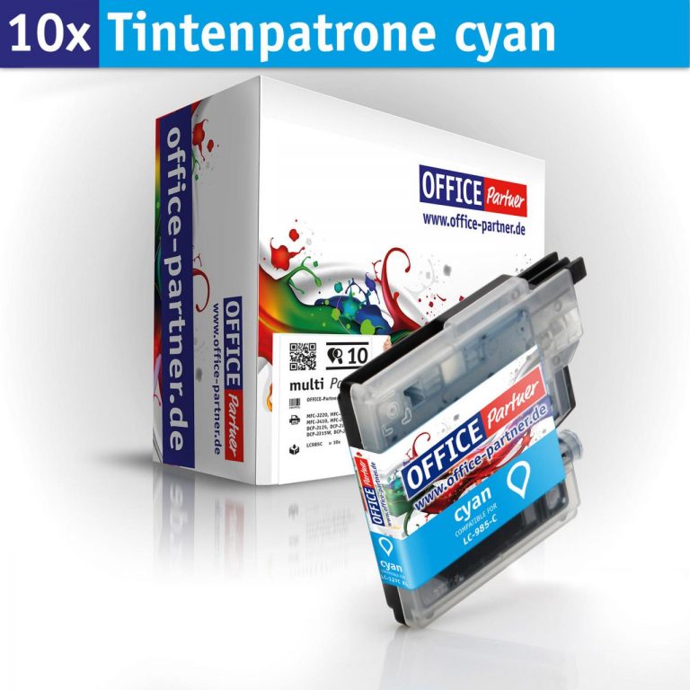 OFFICE-Partner Premium Tinte alternativ zu Brother LC985 C -10er Set (cyan)