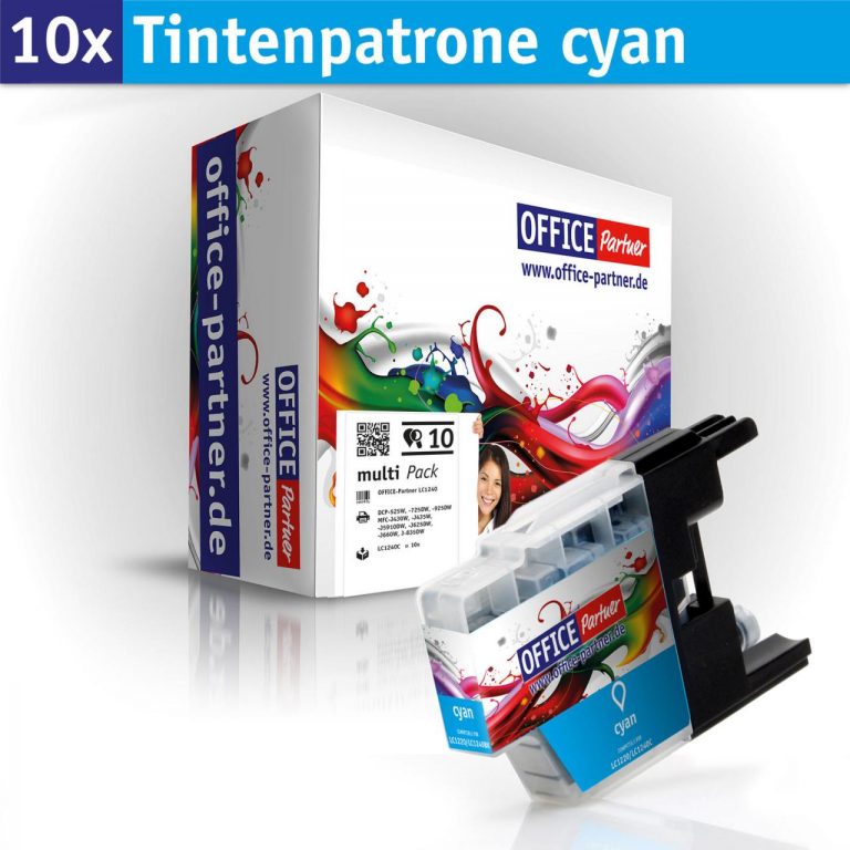 OFFICE-Partner Premium Tinte alternativ zu Brother LC1240 C - 10er Set (cyan)