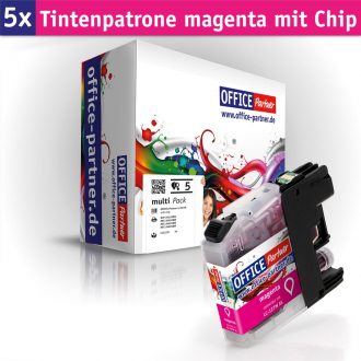 OFFICE-Partner Premium Tinte alternativ zu Brother LC125XL / LC127XL M - 5er Set (magenta)