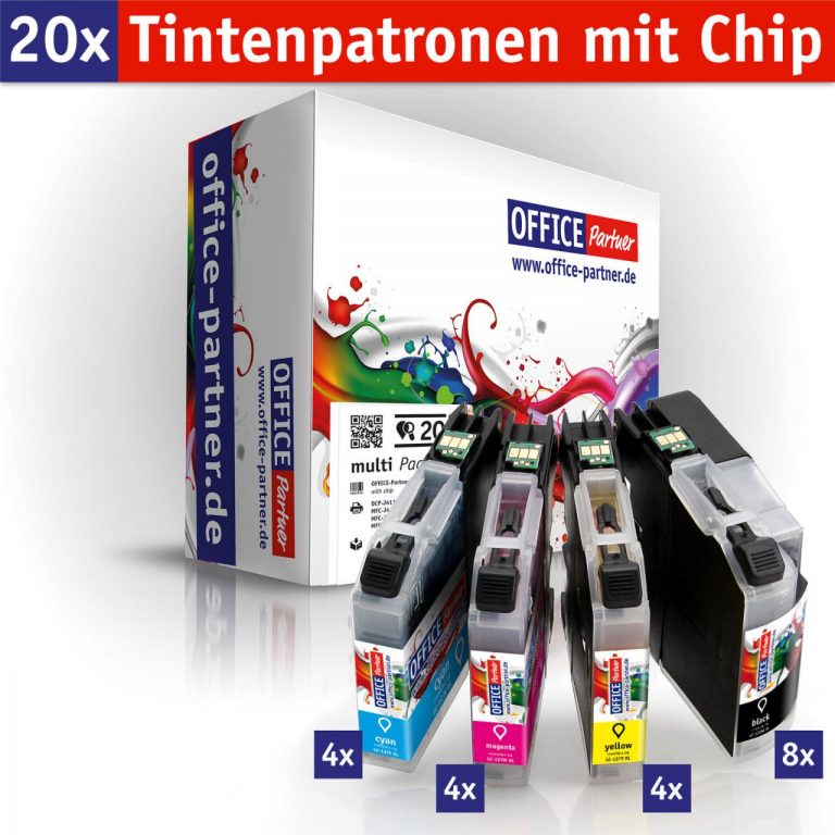 OFFICE-Partner Premium Tinte alternativ zu Brother LC125XL / LC127XL - 20er Set