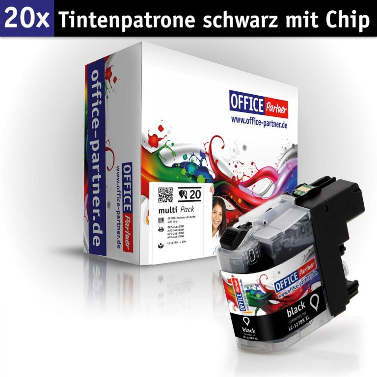 OFFICE-Partner Premium Tinte alternativ zu Brother LC125XL / LC127XL - 20er Set (schwarz)