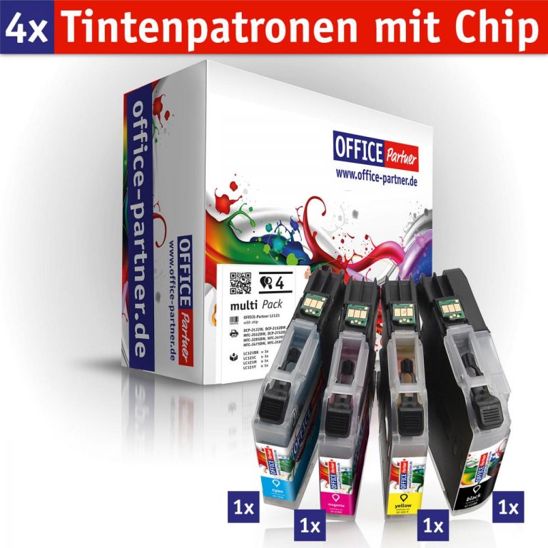 OFFICE-Partner Premium Tinte alternativ zu Brother LC121 / LC123 - 4er Set