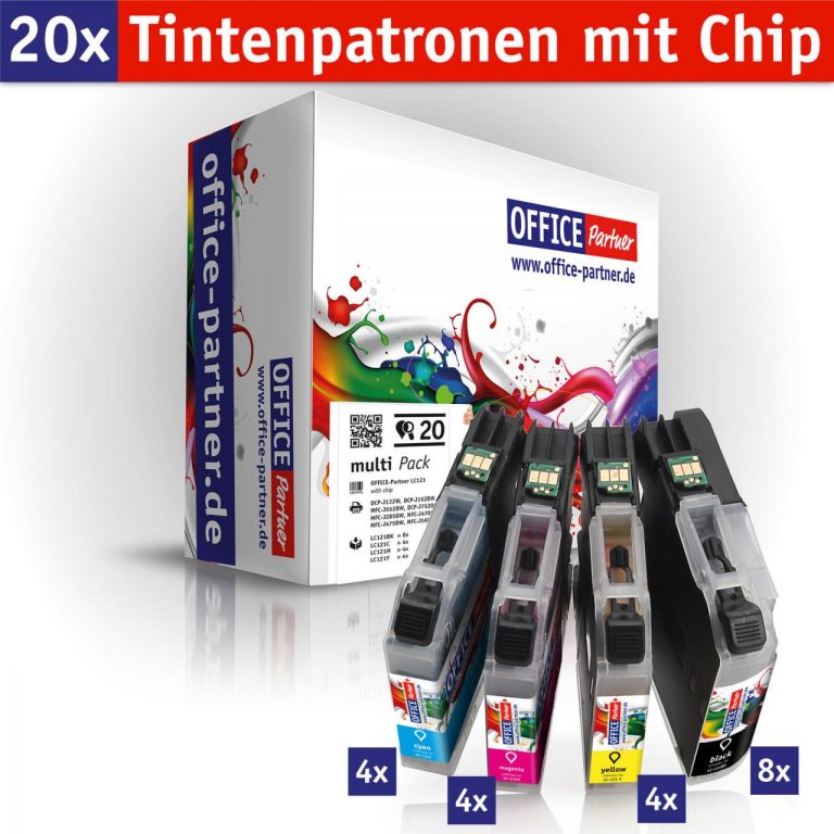 OFFICE-Partner Premium Tinte alternativ zu Brother LC121 / LC123 - 20er Set
