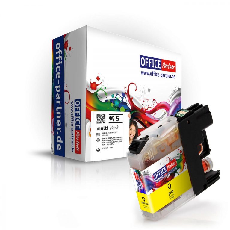 OFFICE-Partner Premium Tinte alternativ zu Brother LC225XL Y - 5er Set (gelb)