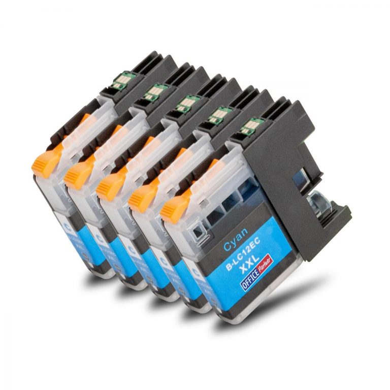 OFFICE-Partner Premium Tinte alternativ zu Brother LC12E C -5er Set (cyan)