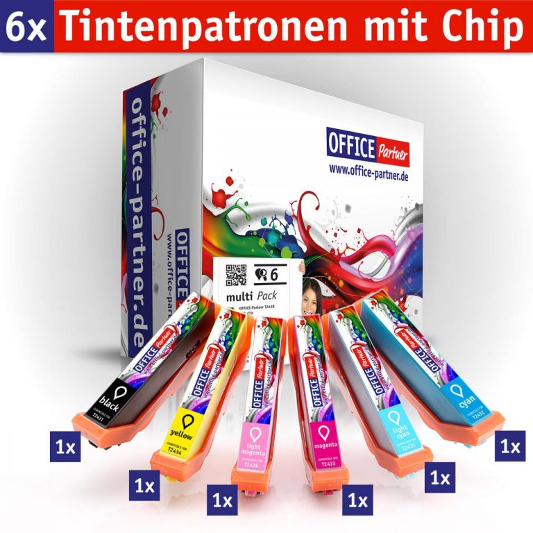 OFFICE-Partner Premium Tinte alternativ zu Epson T2438 - 6er Set