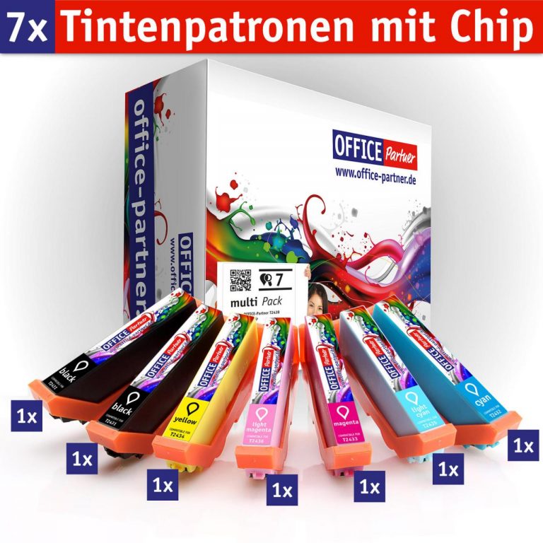 OFFICE-Partner Premium Tinte alternativ zu Epson T2438 - 7er Set
