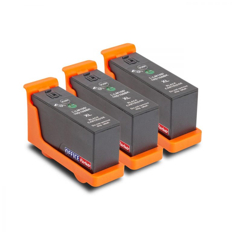 OFFICE-Partner Premium Tinte alternativ zu Lexmark Nr. 100XL BK - 3er Set (schwarz)